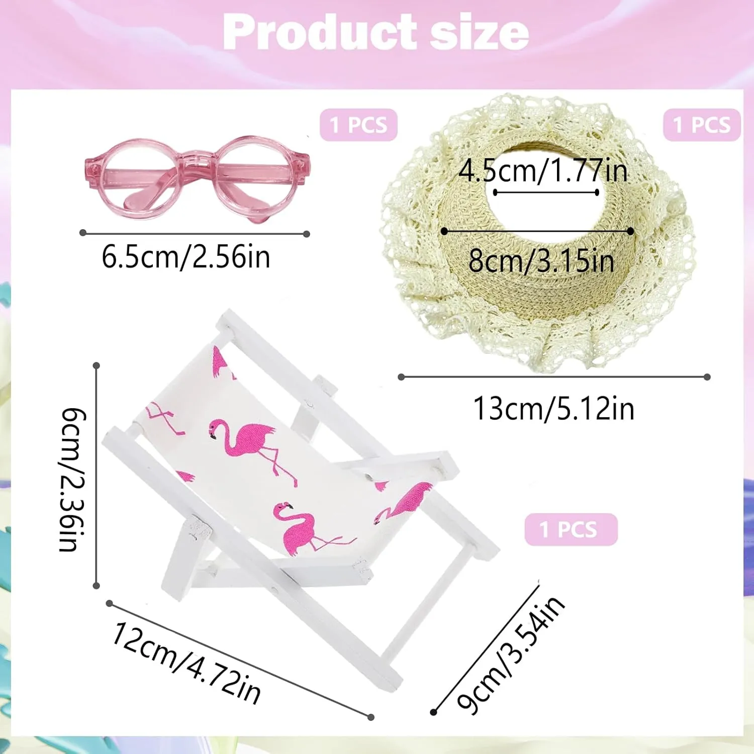 willing routine Dollhouse Decoration Accessories,No Doll(A#1) Accessories Set for 17cm Doll,Miniature Straw Hat/Sunglasses/Wooden Folding Beach Chairs for 