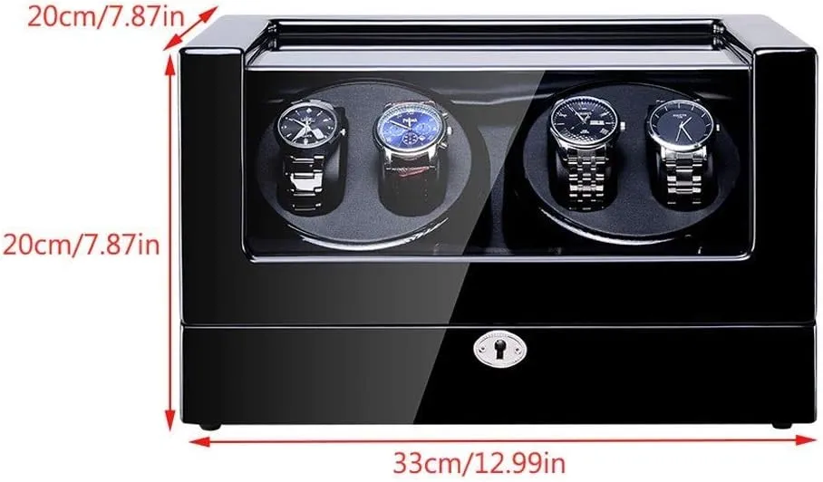 Winder, LED 4 Watches drill chance artificially martian match Storage Display Case 5 Rotation Modes 100% Handmade Watche Display Box Watch Winder Display Watch Box Storage Automatic Watch 