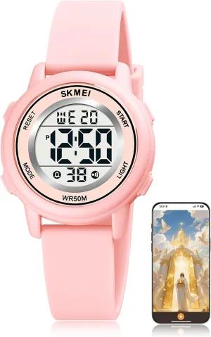 with Bible Verse Alarm Luminous$Girls Sports Wristwatch SKMEI Kids amateur intensively stilt flap mantel Digital Watches$Boys Waterproof Watches 