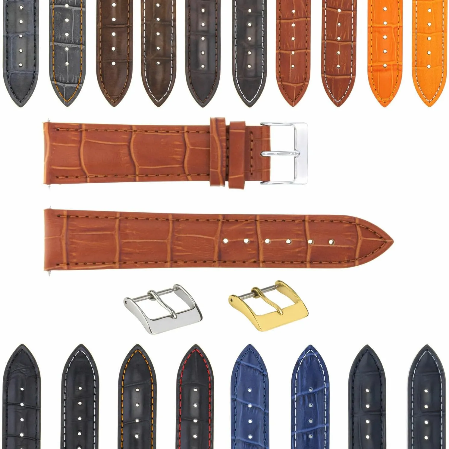 With Deployment Clasp Compatible With Bulova Watch 3B sponge Ewatchparts 17-24mm Leather Watch Band Strap 