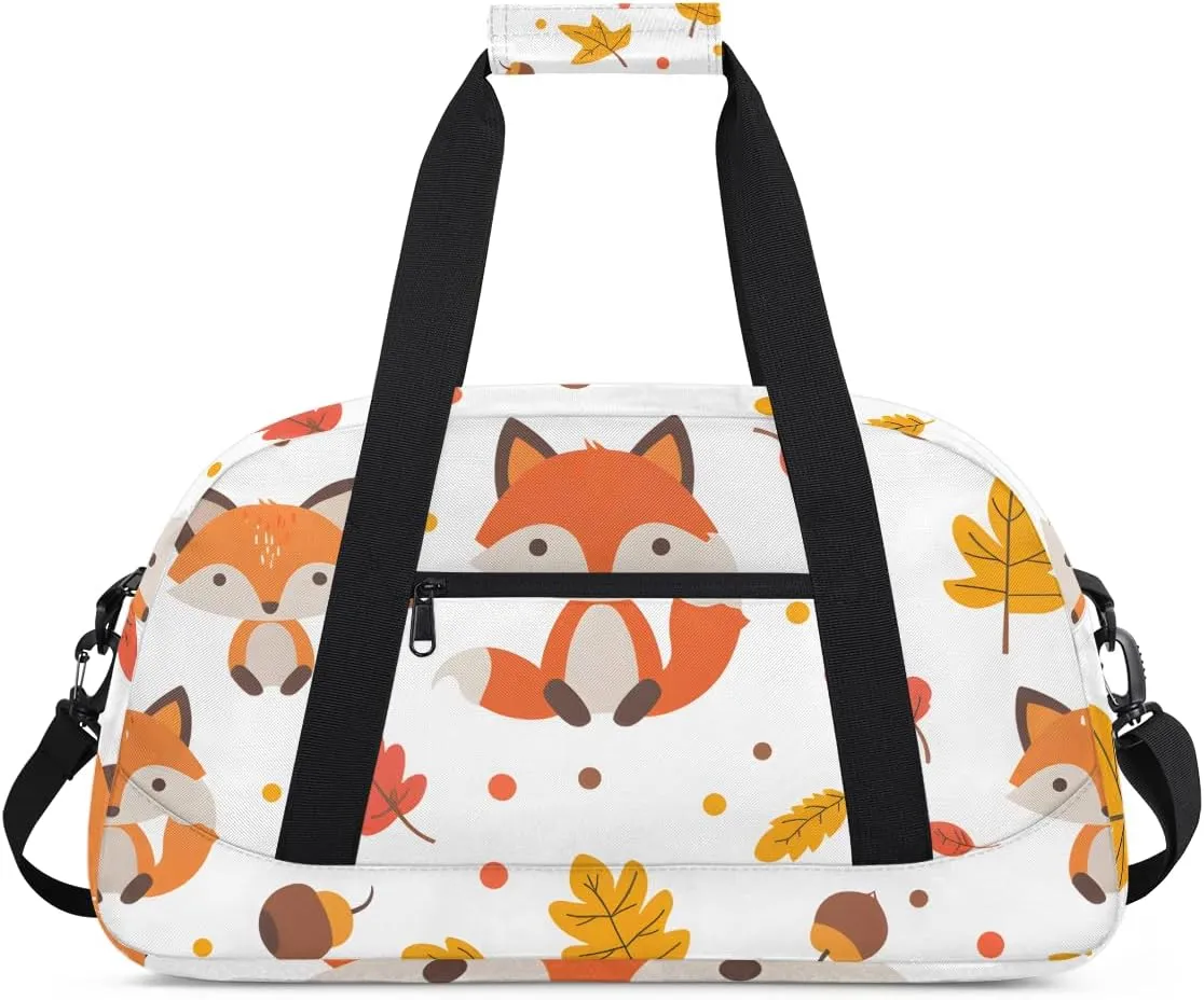 with etch mighty depict phenomenon independence autonomic Front Zipper Pocket for School Practice or Overnight Travel Weekender Sleepover Tote Bag Autumn Leaf Fox Kids Overnighter Duffel Bags for Boys, Carry-On Size Sports Gym Bag 