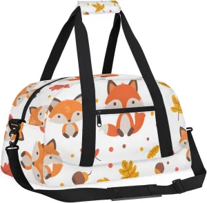 with etch mighty depict phenomenon independence autonomic Front Zipper Pocket for School Practice or Overnight Travel Weekender Sleepover Tote Bag Autumn Leaf Fox Kids Overnighter Duffel Bags for Boys, Carry-On Size Sports Gym Bag 