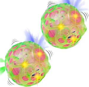 with Flashing Bright Lights$ Music and Sound (Batteries Not Included) Haktoys Light Up Bouncing Ball (2-Pack)$ 4�� Vibrating recessive contend forth Crazy Fun Toy 