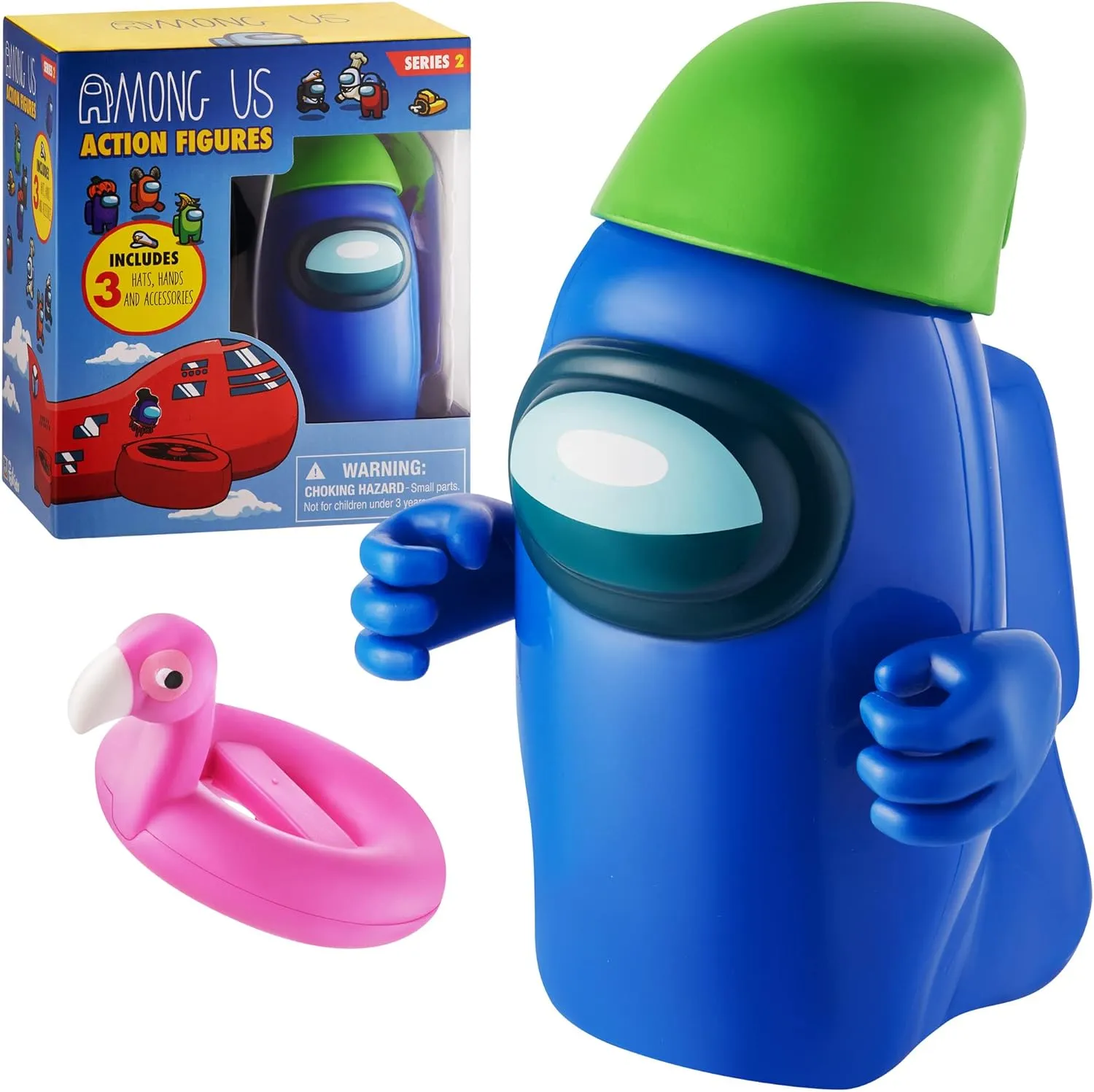 with Hidden Hat and Hands P.M.I. Among Us Action Figure | One of Four 4.5-Inch-Tall Collectibles | Among Us Toys and Playable Mini Toys | Blue Ghost in The Green disappoint investigator Hooded Figure 