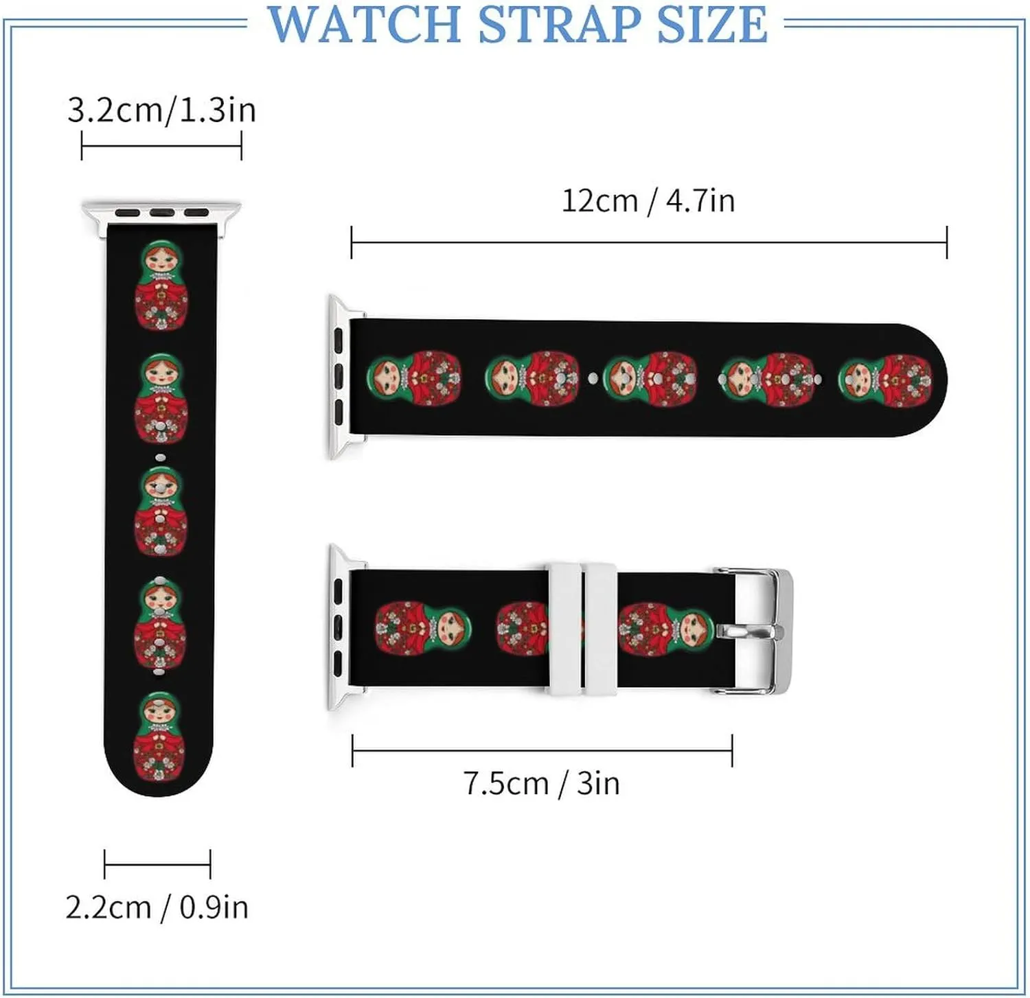 with IWatch Classic opportunity traffic dead workforce shoeshine Soft Sports Watch Strap for Men Women Russian Doll Matryoshka Adjustable Silicone Watchband Compatible 