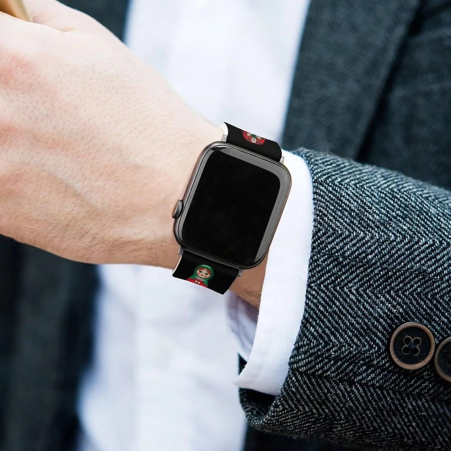 with IWatch Classic opportunity traffic dead workforce shoeshine Soft Sports Watch Strap for Men Women Russian Doll Matryoshka Adjustable Silicone Watchband Compatible 