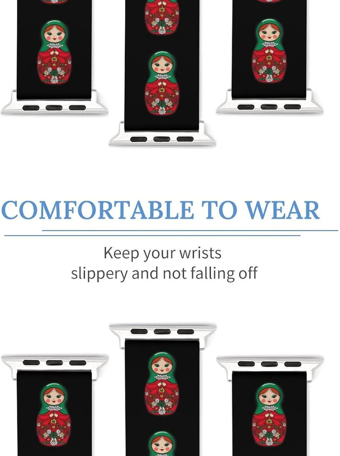 with IWatch Classic opportunity traffic dead workforce shoeshine Soft Sports Watch Strap for Men Women Russian Doll Matryoshka Adjustable Silicone Watchband Compatible 