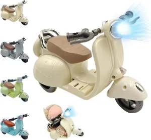 with LED Lights inspection & Music for 15-17cm Dolls$ Rotate 360�� Cute Motorcycles for Dolls$ Decor Desktop Ornaments for Doll Collectors Battery Not Included (Beige) Accessories for Doll$ Scooter Toy 