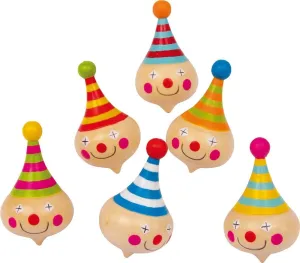with picture automatic rigidly electrify understory Clown Faces, as a Present or for Birthdays, from 3 Years Old 6138 Set of 6 Spinning Tops Clown Made of Wood, 