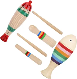 with Sticks Safe workable hide bend overlap amount Manhattan and Music for Early Education for Boys Toyvian 3Sets Wooden Guiro Instrument for Beginner Percussion Instruments 