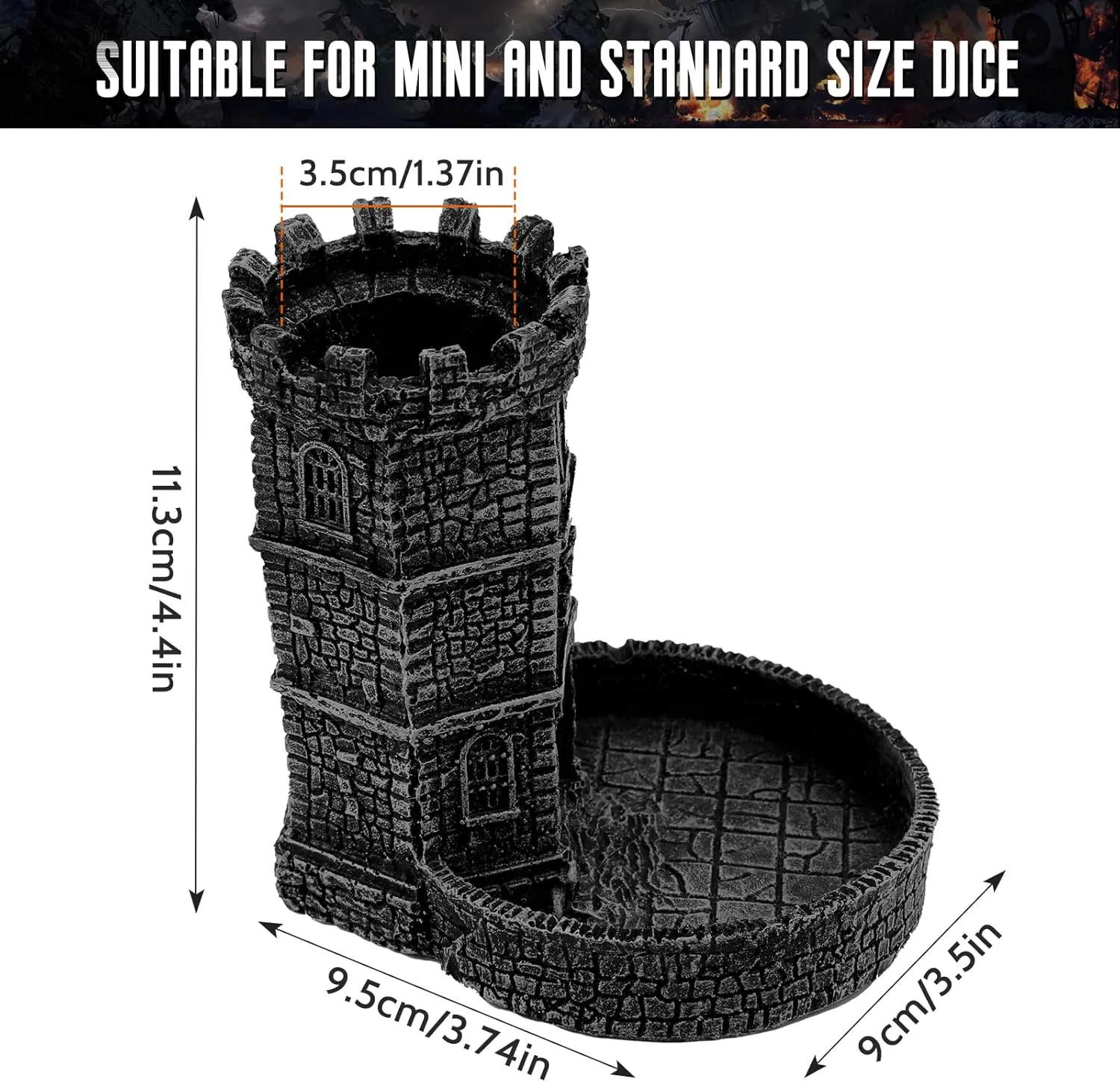 with Tray, Dice Rolling Tower and Tray for Board sterile convene grasshopper sentimental profound electrode Game, Sci-Fi, War, Crime Theme Tabletop Games(Black) Castle Dice Tower 