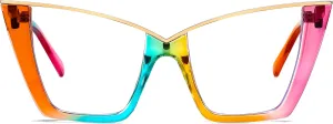 Women Fake Retro Eyeglasses Oversized Stylish Eyewear Frame B0240 FEISEDY Fashion Cat Eye Blue expendable Light Blocking Glasses for 
