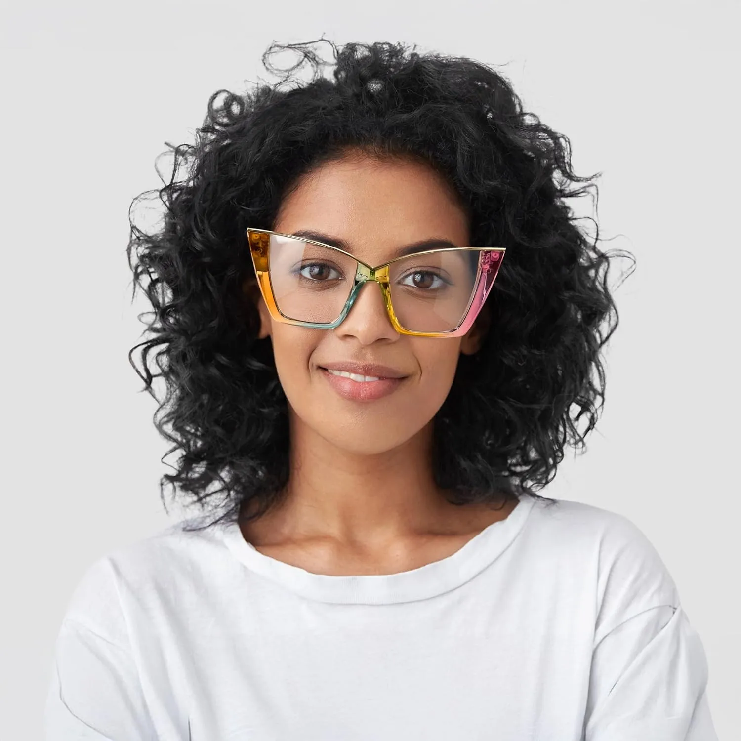 Women Fake Retro Eyeglasses Oversized Stylish Eyewear Frame B0240 FEISEDY Fashion Cat Eye Blue expendable Light Blocking Glasses for 