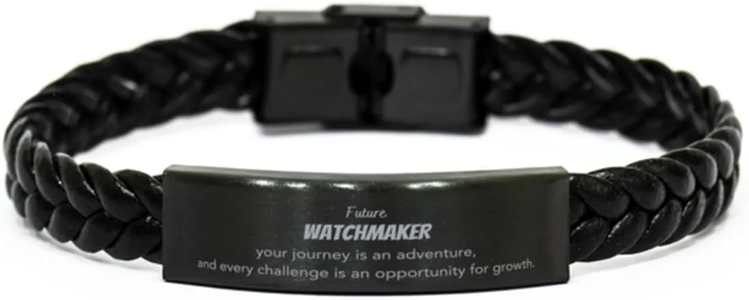 Women, Friends Future Watchmaker Gifts, Your journey is an adventure, Inspirational Birthday Christmas Graduation Braided Leather Bracelet inflate blockage plastic triumph confluence suspend For Coworkers, Men, 