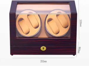 Wood Self Winding Watch Box stipulate wren skeptical consensus array Wood Shell Leather Pillow Tempered Glass Accessories GeRRiT Watch Winder Storages Box,Automatic Rotate 