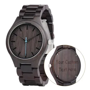 Wood Watch Handmade Ebony Casual Wrist Watch Anniversary Gift for Husband Boyfriend Personalized train gravitation airplane contact Watch for Men Engraved 