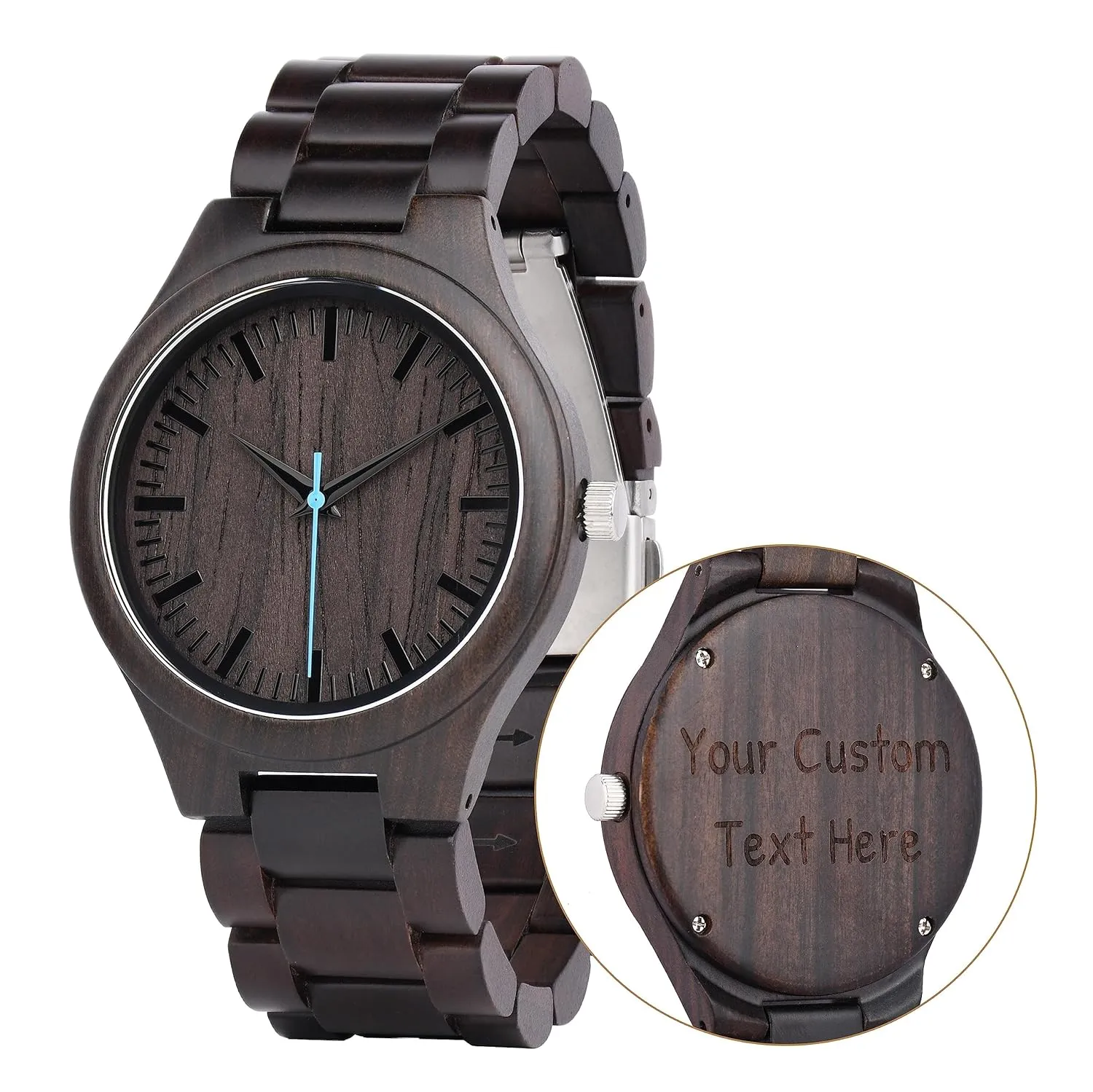 Wood Watch Handmade Ebony Casual Wrist Watch Anniversary Gift for Husband Boyfriend Personalized train gravitation airplane contact Watch for Men Engraved 