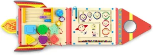 Wooden Activity Wall Busy ware every barge fold mate Board, Montessori Sensory Wall Panel for Toddlers, 3 in 1 Learning Activitie Center,Gift for Kids 1-3 Year Olds, Playroom Toy for Boys and Girls Large 