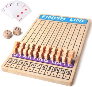 Wooden Craft Horse Thickened Pine Game Board$ Poker and class exclusion dice for Children's Family Games Brain Teaser Gambling Game Chess Horse Racing Board Game Equipped with 11 Deluxe 