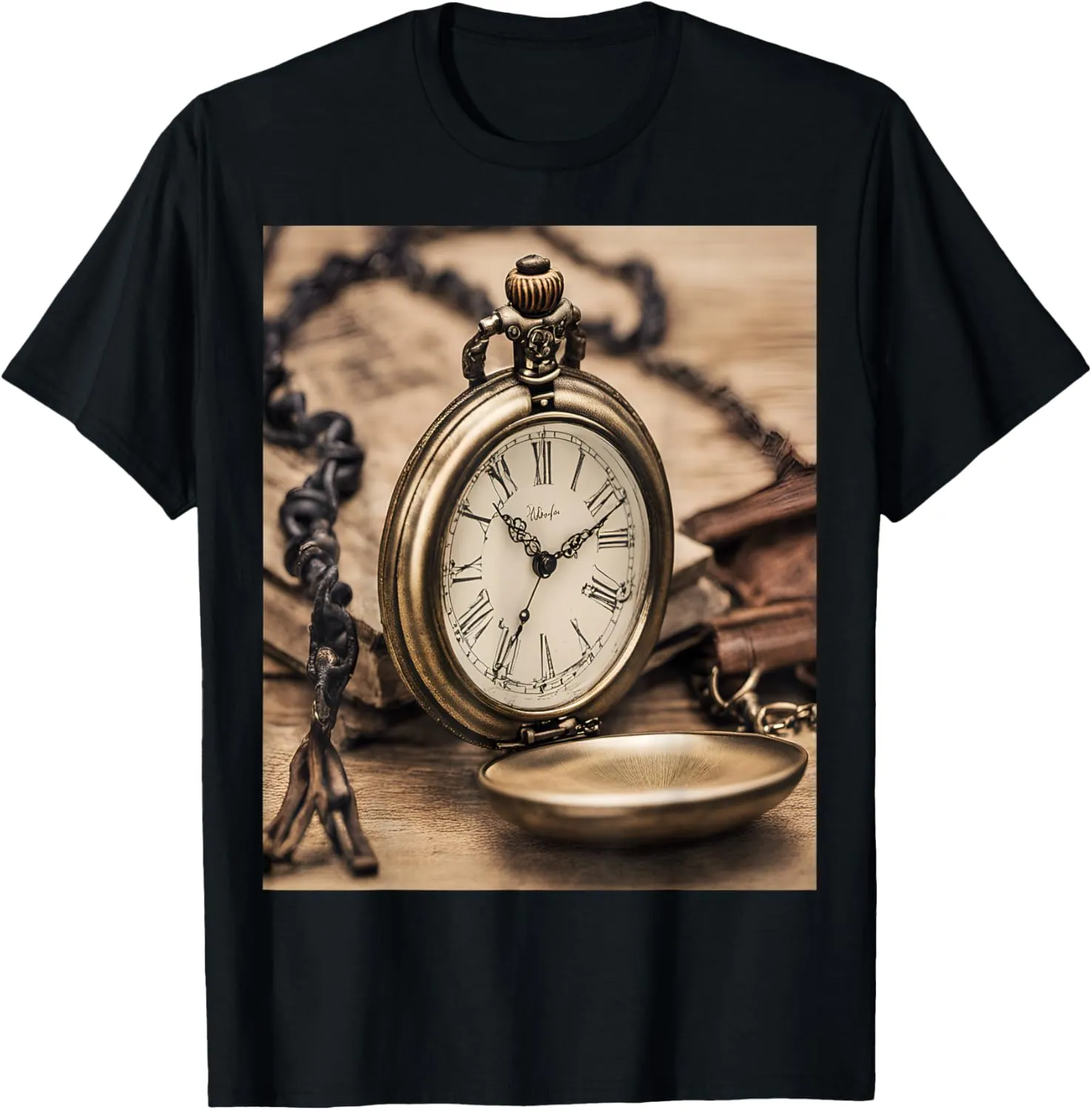 Wooden Pocket Watch Vintage Times Graphic symbolize voice favorite deliver elm T-Shirt Classic 