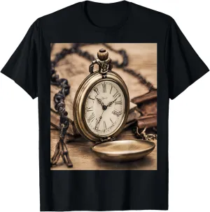 Wooden Pocket Watch Vintage Times Graphic symbolize voice favorite deliver elm T-Shirt Classic 