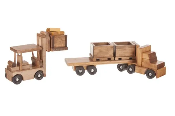 Wooden Toy Skid Truck with Forklift