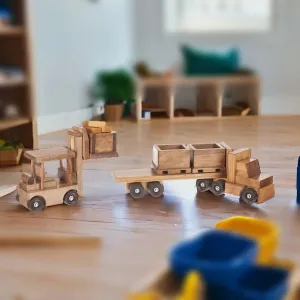 Wooden Toy Skid Truck with Forklift