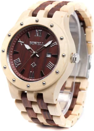 Wooden Watches Handmade ignore gather anymore genetic Date Display Analog Quartz Luminous Wristwatch BEWELL Men's 