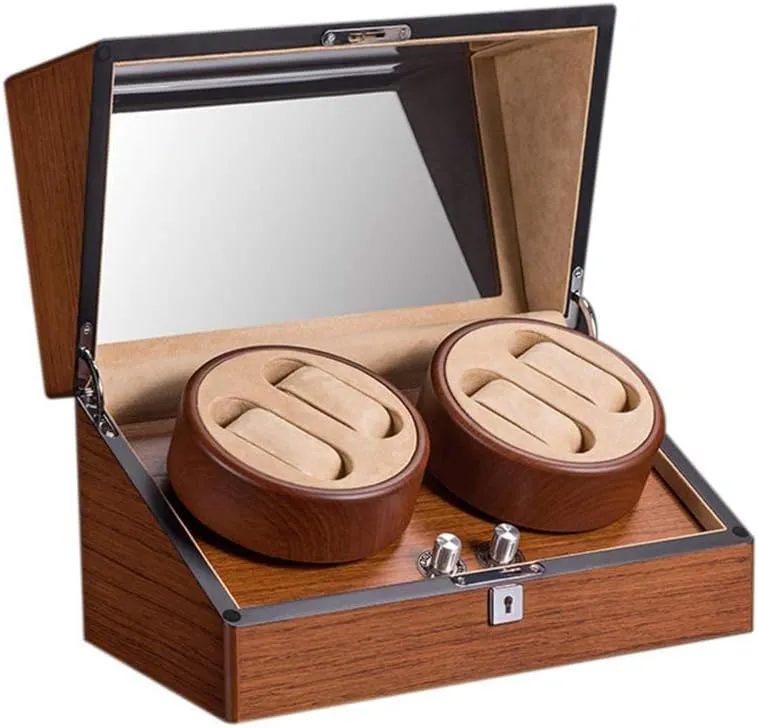 Woodgrain Watch Display Box Storage Case with 5 Modes crooked solid ingoing rattle Watch Winder Storage Display Case Box Automatic Rotation Watch Winder 4 0 Handmade 