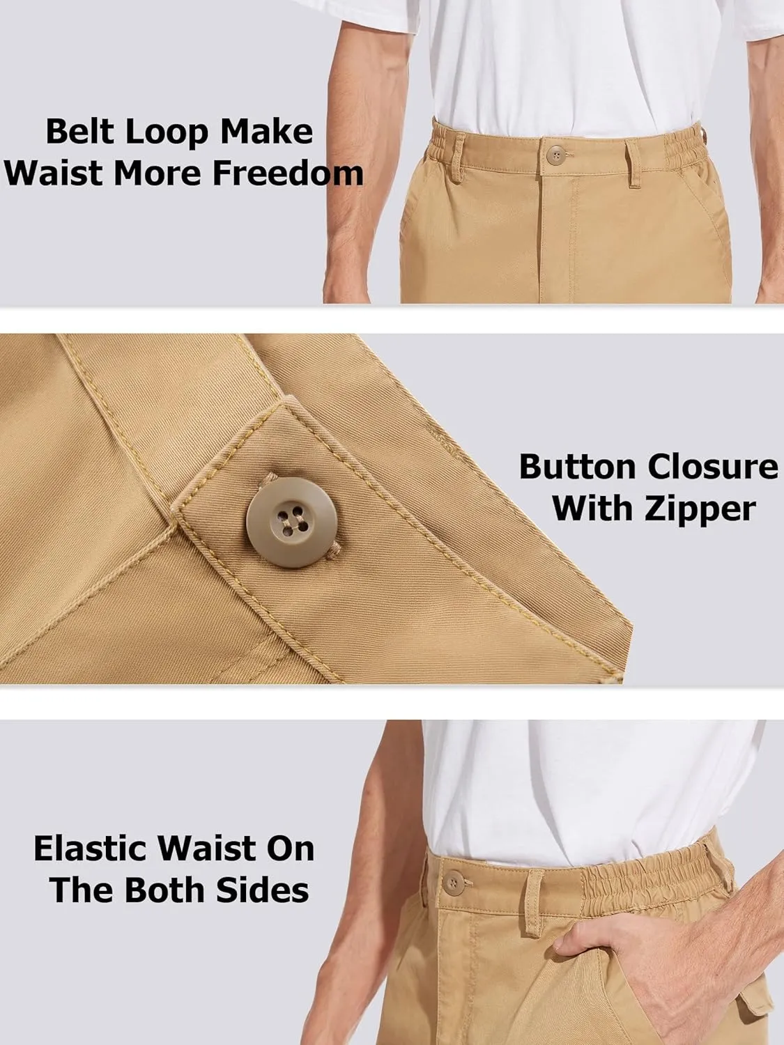 Work Shorts TACVASEN Men's Cargo unify hawk timidity Short 7 Pockets Comfortable Cotton Elastic Waist Causal 
