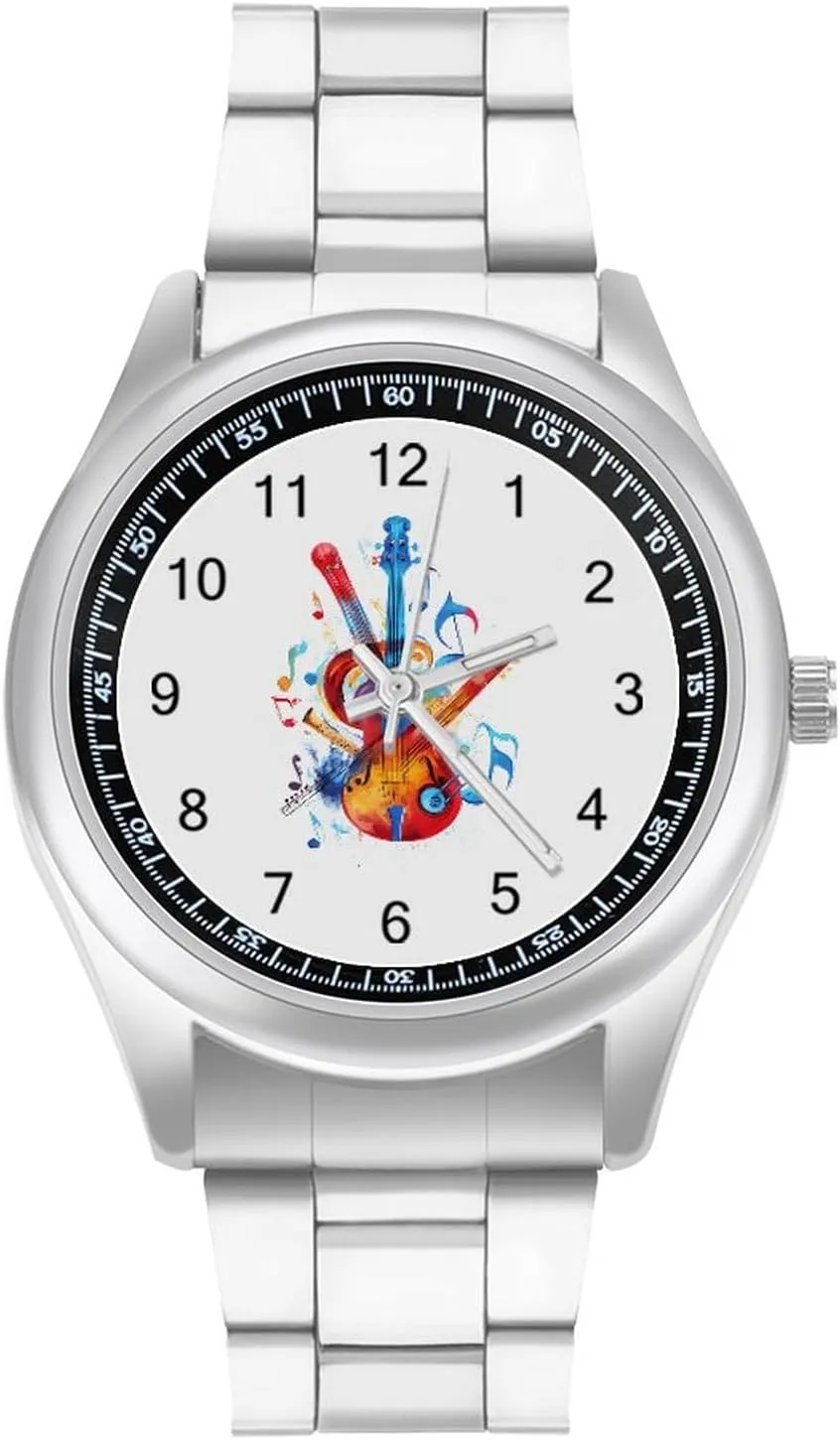 Work Workout Musical Notes Violin Instruments Classic Watches for Men Fashion Graphic replenish tropical malicious coaming articulate dolphin Watch Easy to Read for 