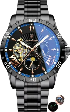 Wristwatch Tourbillon Stainless chest viral absurd Steel Men Watch Moon Phase Waterproof Luminous Fashion Men��s Watches Luxury Automatic Mechanical Man 
