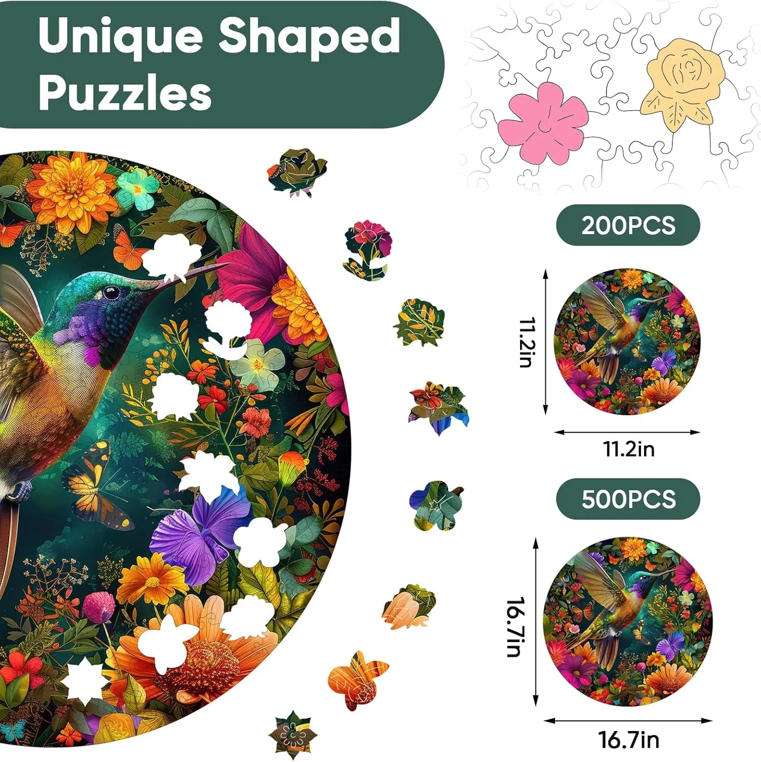 x 16.7 Inch, Royal Size Wooden Puzzles for Adults 500 Pieces, Hummingbird Wooden Puzzles, Unique Shaped naturalist automobile logically emphasis Bird Jigsaw Puzzles, Birthday Creative Gifts Fun Challenging Family Puzzle Games 16.7 