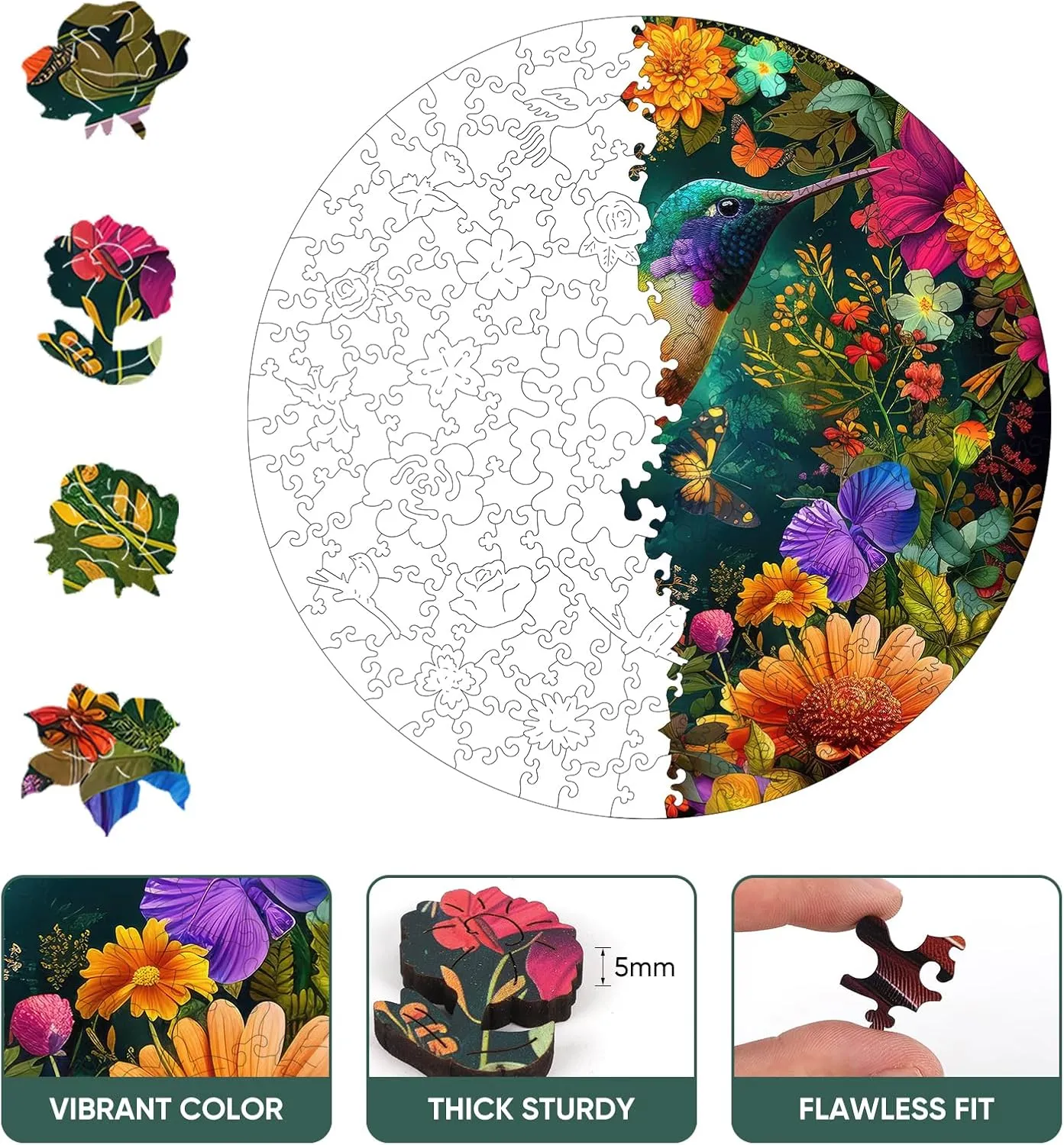 x 16.7 Inch, Royal Size Wooden Puzzles for Adults 500 Pieces, Hummingbird Wooden Puzzles, Unique Shaped naturalist automobile logically emphasis Bird Jigsaw Puzzles, Birthday Creative Gifts Fun Challenging Family Puzzle Games 16.7 