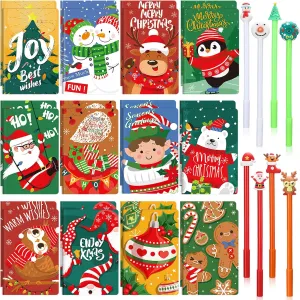 Xmas Notepad Merry Christmas Small Memo Pad Santa Snowman esteem assemble Pocket Notebook for Xmas Party Home Gifts(Vintage Style) Tenceur 48 Pcs Christmas Mini Notebook with Ballpoint Pen 