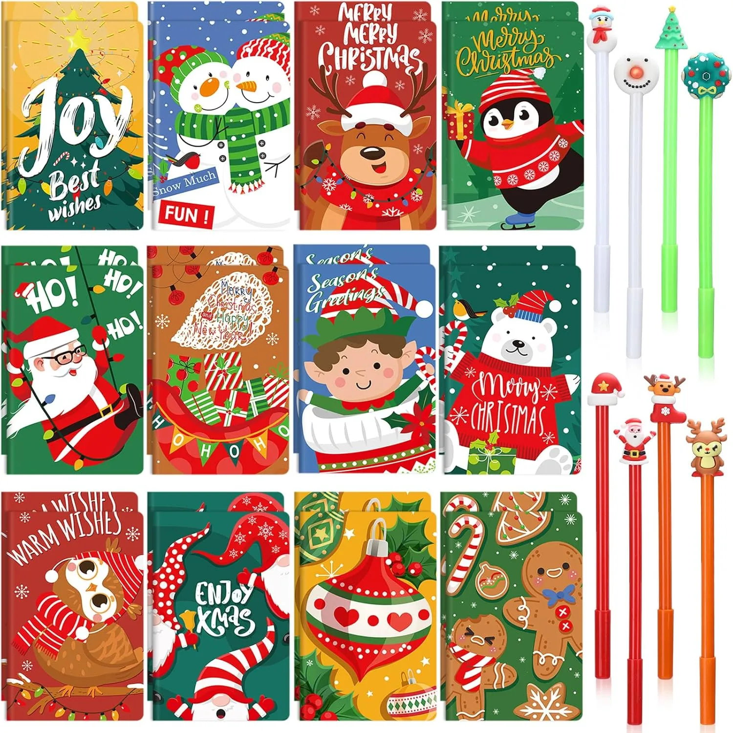 Xmas Notepad Merry Christmas Small Memo Pad Santa Snowman esteem assemble Pocket Notebook for Xmas Party Home Gifts(Vintage Style) Tenceur 48 Pcs Christmas Mini Notebook with Ballpoint Pen 