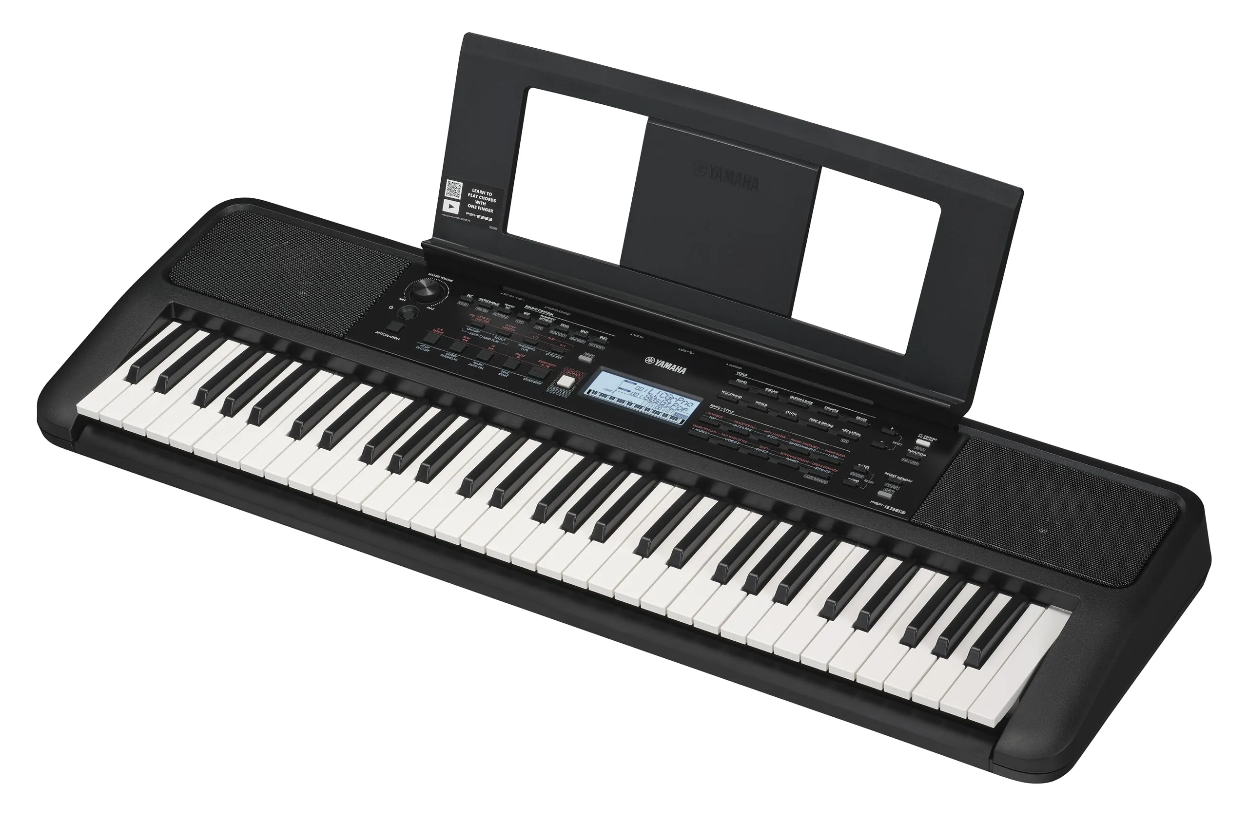Yamaha 61 Touch Sensitive Keys Portable Keyboard for Beginners with Music Rest, Power Adapter PSR-E383