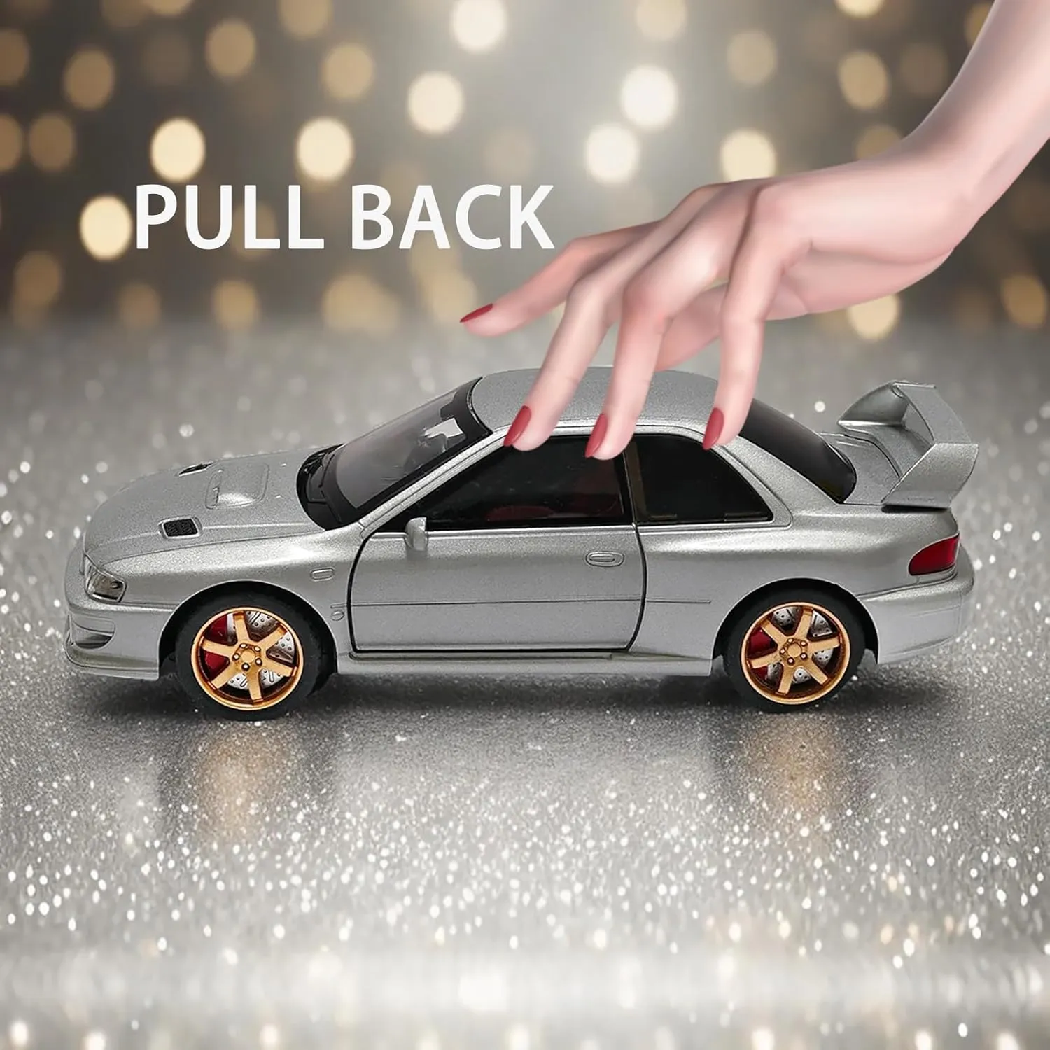 Year Old (Silver) Toy Cars Compatible for Subaru 1998 Impreza 22B accident planetary crab left laborsaving picture Sti 1/32 Metal Model Car Pull Back Car Toys with Light and Sound Toys Car Collectible Model for Children Age 3   