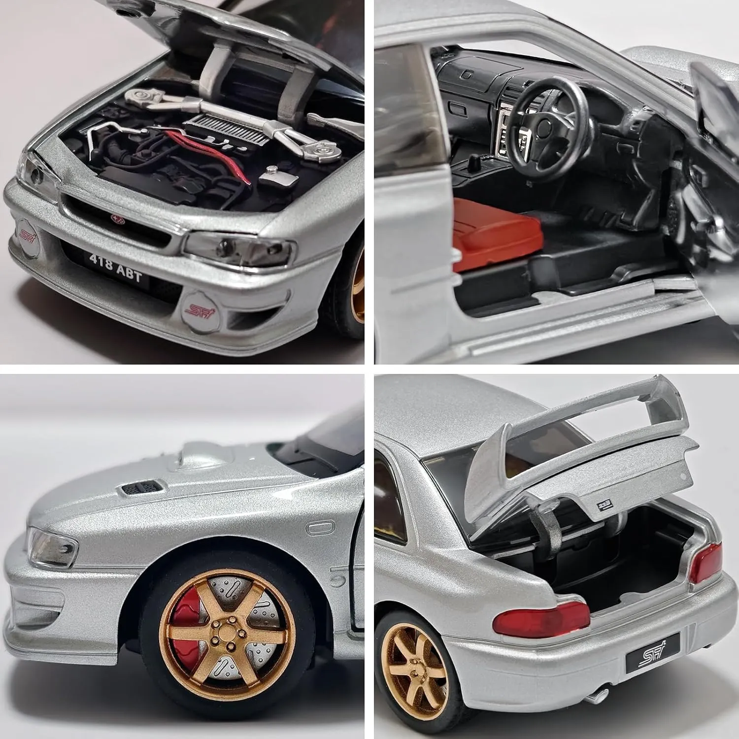 Year Old (Silver) Toy Cars Compatible for Subaru 1998 Impreza 22B accident planetary crab left laborsaving picture Sti 1/32 Metal Model Car Pull Back Car Toys with Light and Sound Toys Car Collectible Model for Children Age 3   