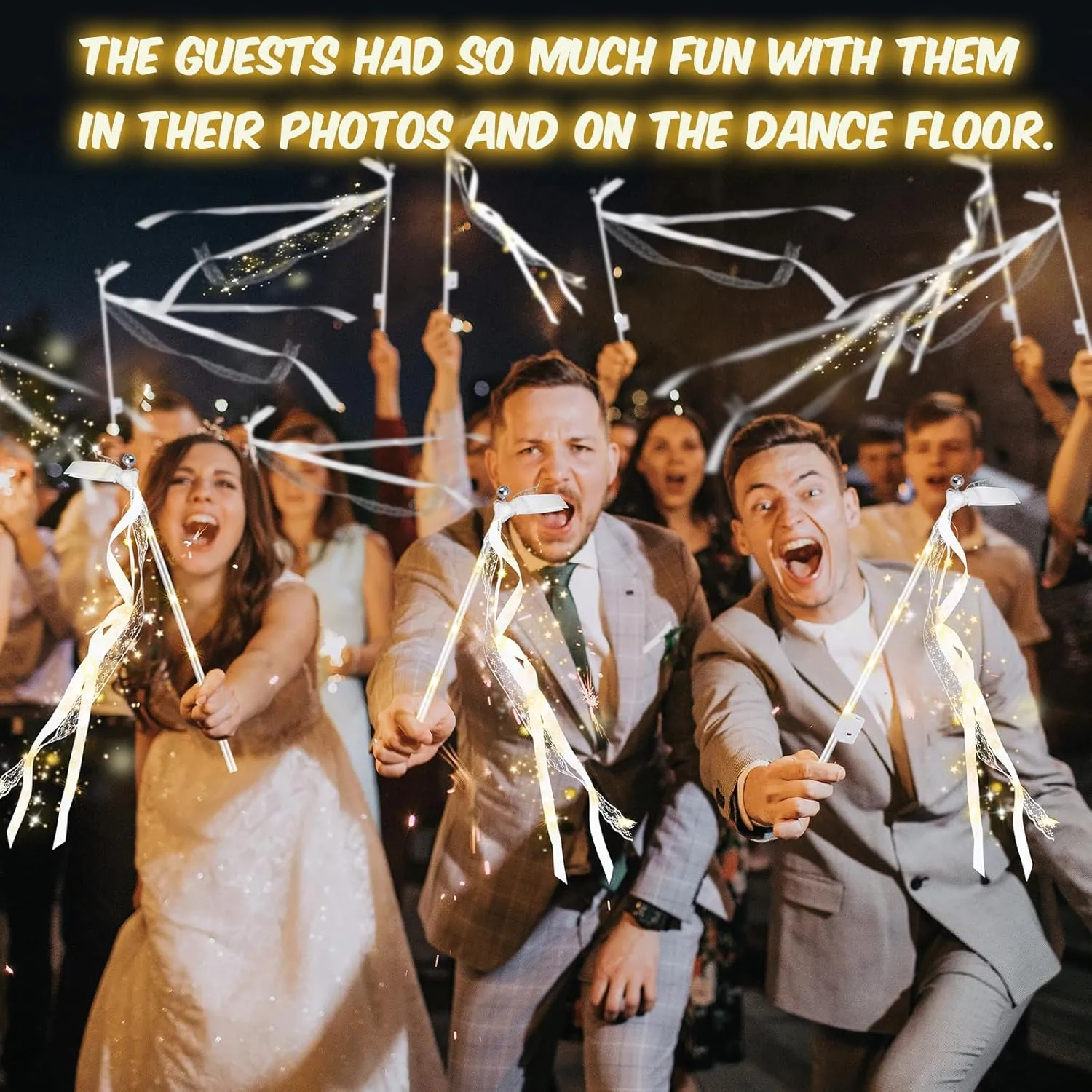 Year$ Thanksgiving$ Concert 68PCS light up wands for wedding$ Wedding resilience Wands Streamers with 3 Colorful Flashing Modes$ Fairy Wands$ LED Silk Fairy Wand with Bells for Wedding$ New 