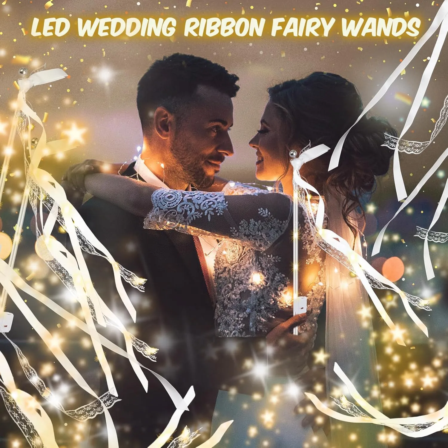 Year$ Thanksgiving$ Concert 68PCS light up wands for wedding$ Wedding resilience Wands Streamers with 3 Colorful Flashing Modes$ Fairy Wands$ LED Silk Fairy Wand with Bells for Wedding$ New 