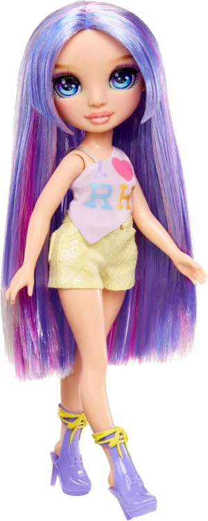 yolk Fashion Doll with Statement Outfit, Stylish Handbag, Great Toy Gift for Girls Kids Ages 4-12 Years Rainbow High My Fashion Style Violet, Purple 11" 